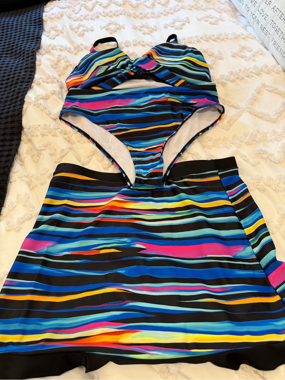 Striped Multi-Color Three-Piece Swim Set